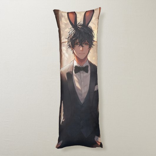 Elegant Anime Rabbit Man Lichaamskussen (Achterkant (Verticaal))