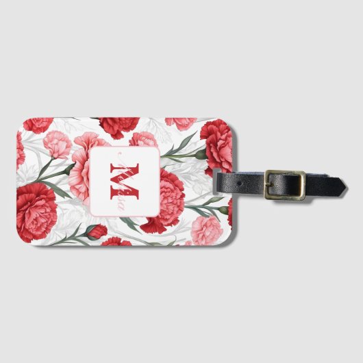 Elegant Anjer Bloempatroon Bagagelabel (Voorkant (horizontaal))