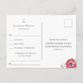 Elegant Anker Bloem Bruiloft RSVP Nummerverzoek Uitnodiging Briefkaart (Achterkant)