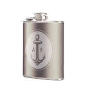 Elegant anker met initialen heupfles (Links)