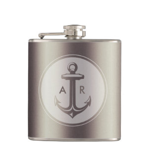 Elegant anker met initialen heupfles