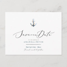 Elegant anker, nautisch Bewaar de datum Briefkaart