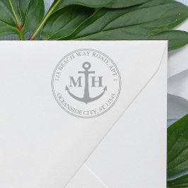 Elegant anker nautisch monogram retouradres  zelfinktende stempel