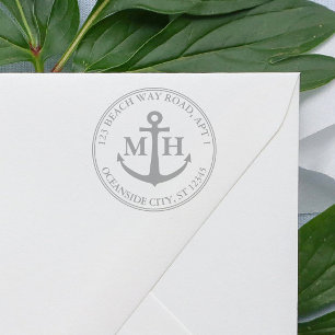 Elegant anker nautisch monogram retouradres  zelfinktende stempel