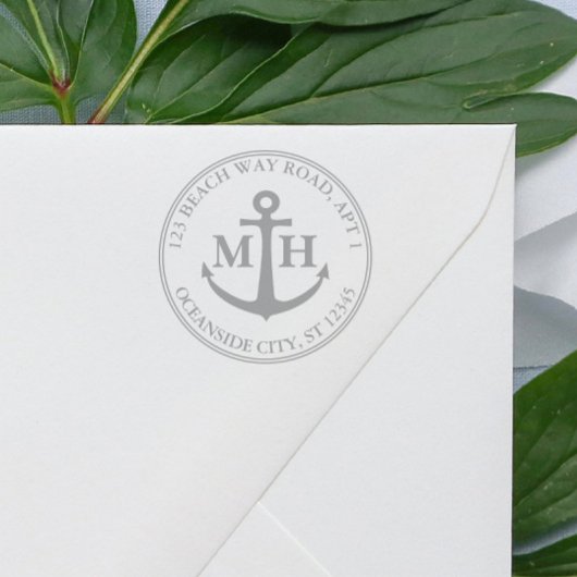 Elegant anker nautisch monogram retouradres  zelfinktende stempel