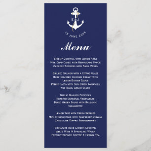Elegant anker nautische bruiloft Initialen Menu