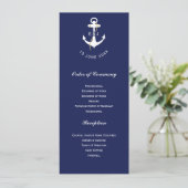 Elegant anker nautische bruiloft Initialen Programmakaart (Staand voorkant)