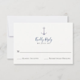 Elegant anker Navy Blue Wedding RSVP Kaart