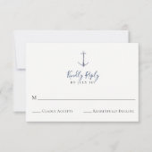 Elegant anker Navy Blue Wedding RSVP Kaart (Voorkant)