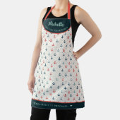 elegant ankerpatroon Turquoise gepersonaliseerd Schort (Insitu)