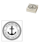 Elegant ankertouw nautisch terugkeeradres grens rubberstempel (Gestempeld)