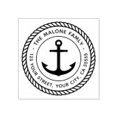 Elegant ankertouw nautisch terugkeeradres grens rubberstempel (Afrduk)