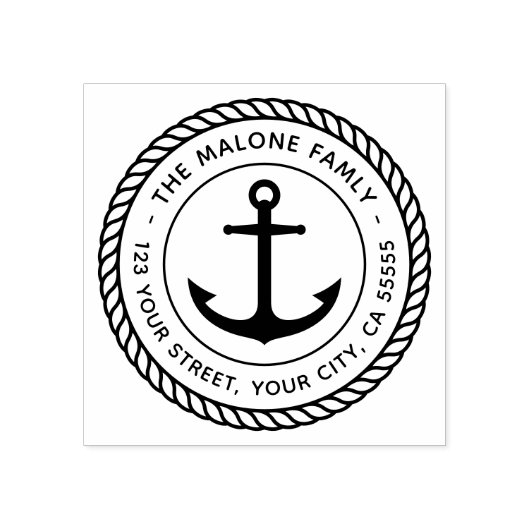 Elegant ankertouw nautisch terugkeeradres grens rubberstempel (Afrduk)