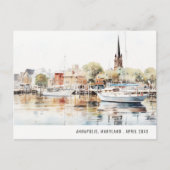 Elegant Annapolis Maryland Aquarel Reis Briefkaart (Voorkant)