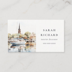 Elegant Annapolis Maryland Waterverf reizen Visitekaartje