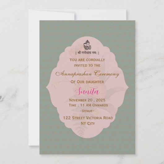 Elegant Annaprashan Ceremony Invitation Kaart (Voorkant)