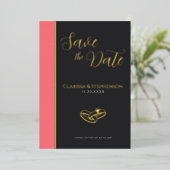 Elegant Anthracite Blush Pink Photo Save The Date Folie Uitnodiging (Staand Voorkant)