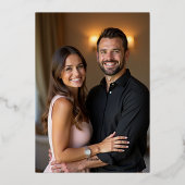 Elegant Anthracite Blush Pink Photo Save The Date Folie Uitnodiging (Achterkant)