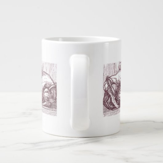 Elegant Antiek apen Holding Jouw naam Grote Koffiekop (Achterkant)