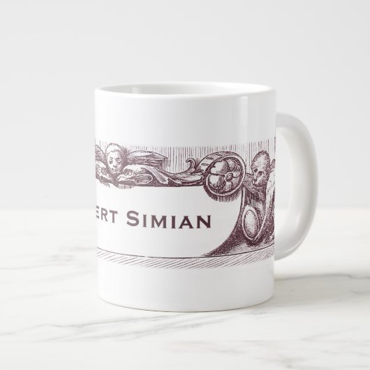 Elegant Antiek apen Holding Jouw naam Grote Koffiekop (Voorkant rechts)