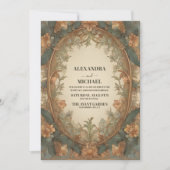 Elegant Antiek  Art Nouveau Bloemenbruiloft Kaart (Voorkant)