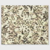 Elegant Antiek Beige bessen Frans script Cadeaupapier (Vlak)