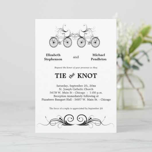 Elegant Antiek Bicycle Wedding Invite Kaart (Staand voorkant)