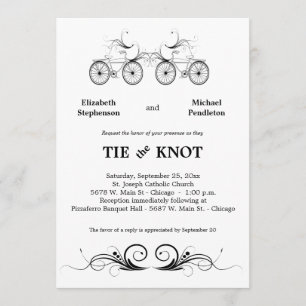 Elegant Antiek Bicycle Wedding Invite Kaart