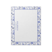 Elegant Antiek blauw Floral White van bureau of Notitieblok (Linkerzijde)