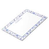 Elegant Antiek blauw Floral White van bureau of Notitieblok (Schuin)