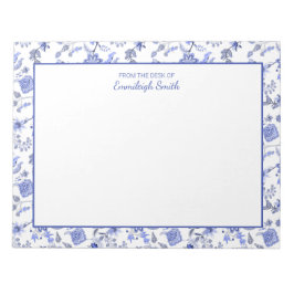 Elegant Antiek blauw Floral White van bureau of Notitieblok
