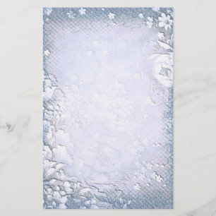 Elegant antiek Blauwe Floral Wedding Briefpapier