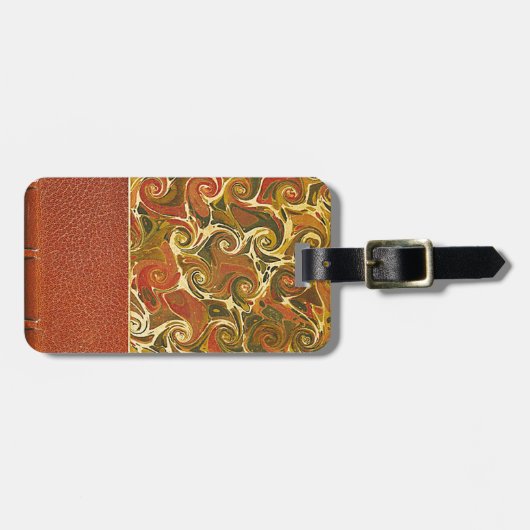 Elegant Antiek Boek,  wervelpatroon Bagagelabel (Voorkant horizontaal)