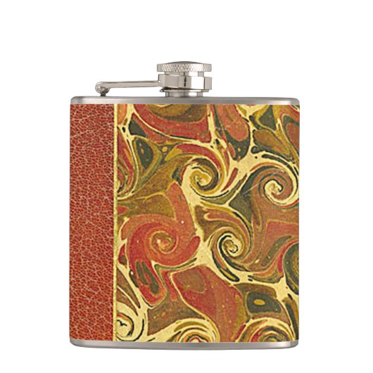 Elegant Antiek Boek,  wervelpatroon Heupfles (Voorkant)