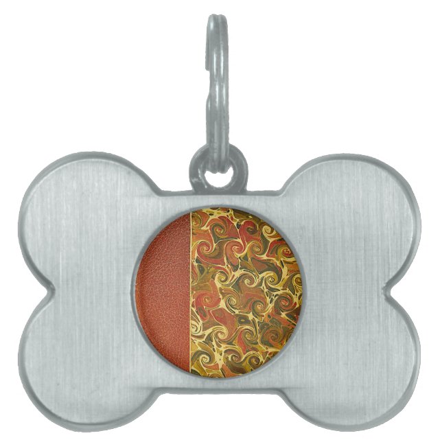 Elegant Antiek Boek,  wervelpatroon Huisdieren Naamplaatje (voorkant)