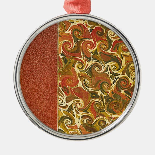 Elegant Antiek Boek, wervelpatroon Metalen Ornament (Voorkant)