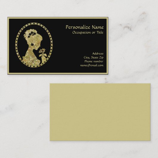 Elegant  Antiek Cameo Black & Gold Visitekaartje (Voorkant / Achterkant)