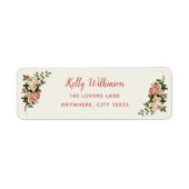 Elegant Antiek Cream Roos Script Naam Adres Etiket (Voorkant)