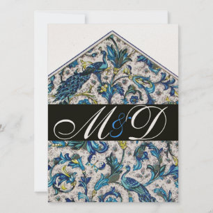 ELEGANT ANTIEK FLORENTIJNS BLAUW BLOEMMOTIEF MONOG KAART