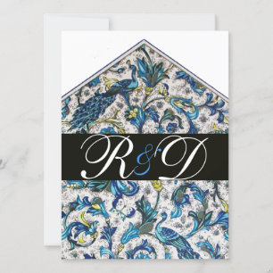 ELEGANT ANTIEK FLORENTIJNS BLAUW BLOEMMOTIEF MONOG KAART