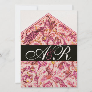 ELEGANT ANTIEK FLORENTIJNS ROZE BLOEMEN MONOGRAM KAART