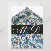 ELEGANT ANTIEK FLORENTINE BLAUWE MONOGRAM KAART (Voorkant)