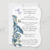 ELEGANT ANTIEK FLORENTINE BLAUWE MONOGRAM KAART (Achterkant)