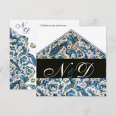 ELEGANT ANTIEK FLORENTINE BLAUWE MONOGRAM KAART (Voorkant / Achterkant)