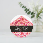 ELEGANT ANTIEK FLORENTINE PINK FLORAAL MONOGRAM KAART (Staand voorkant)