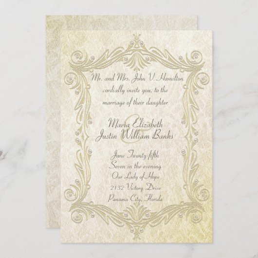 Elegant Antiek geïnspireerd huwelijksuitnodiging Kaart (Voorkant / Achterkant)