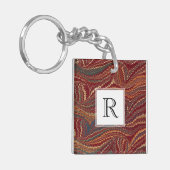 Elegant Antiek gemarmerd papier, Bourgogne en goud Sleutelhanger (Voorkant Links)