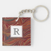 Elegant Antiek gemarmerd papier, Bourgogne en goud Sleutelhanger (Achterkant)