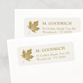 Elegant Antiek Gold Maple Leaf. Retouradres Etiket