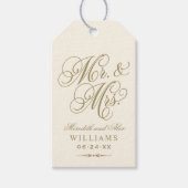Elegant Antiek Gold Mr en Mrs Wedding Monogram Cadeaulabel (Voorkant)
